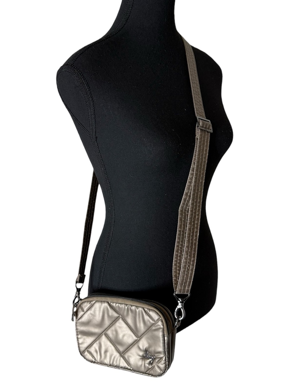 LUG Coupe SE Metallic Bronze Quilted Crossbody Mini Bag Zipper - Picture 2 of 13